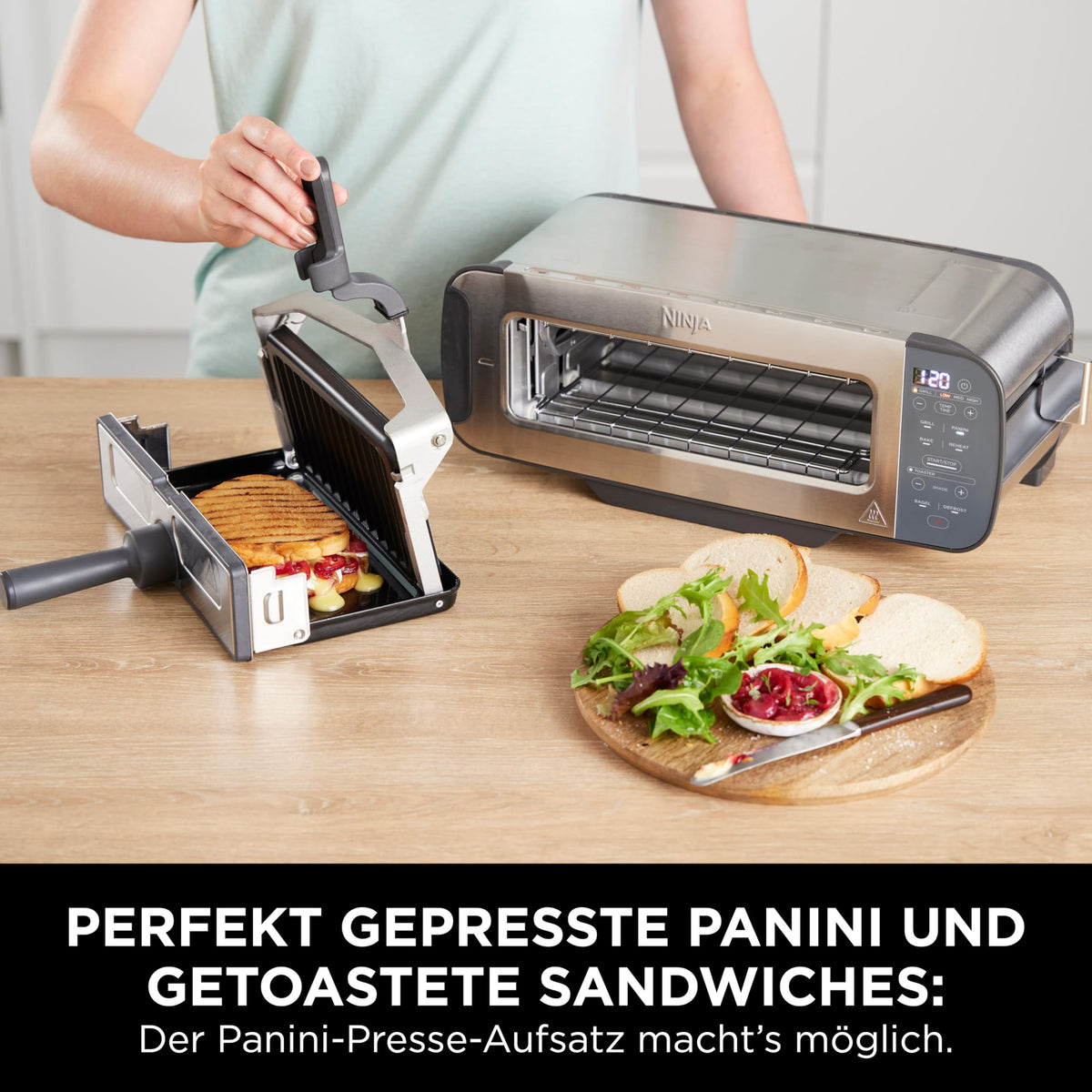 Ninja Foodi 3-in-1 Toaster, Elektrogrill mit Deckel, Edelstahl, ST202EU