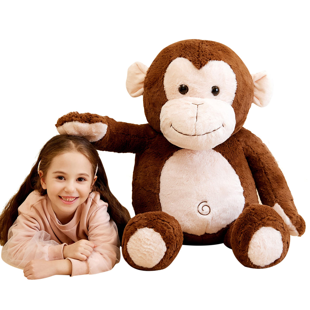 IKASA Groß AFFE Kuscheltier Riesen Stofftier,78cm Gross Plüschtier Riesige Plüsch Spielzeug Jumbo Plüschtiere,Geschenk für Kinder