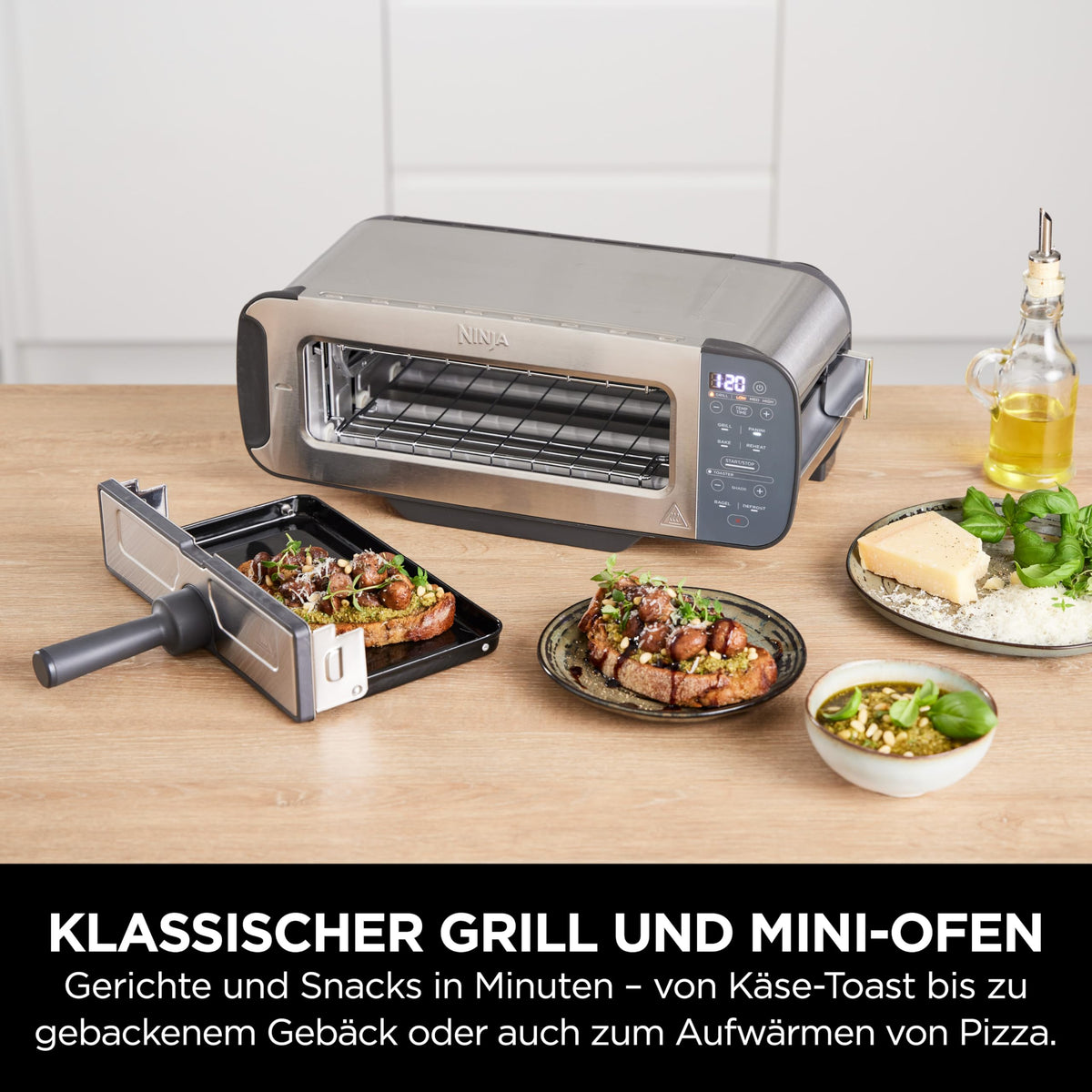 Ninja Foodi 3-in-1 Toaster, Elektrogrill mit Deckel, Edelstahl, ST202EU
