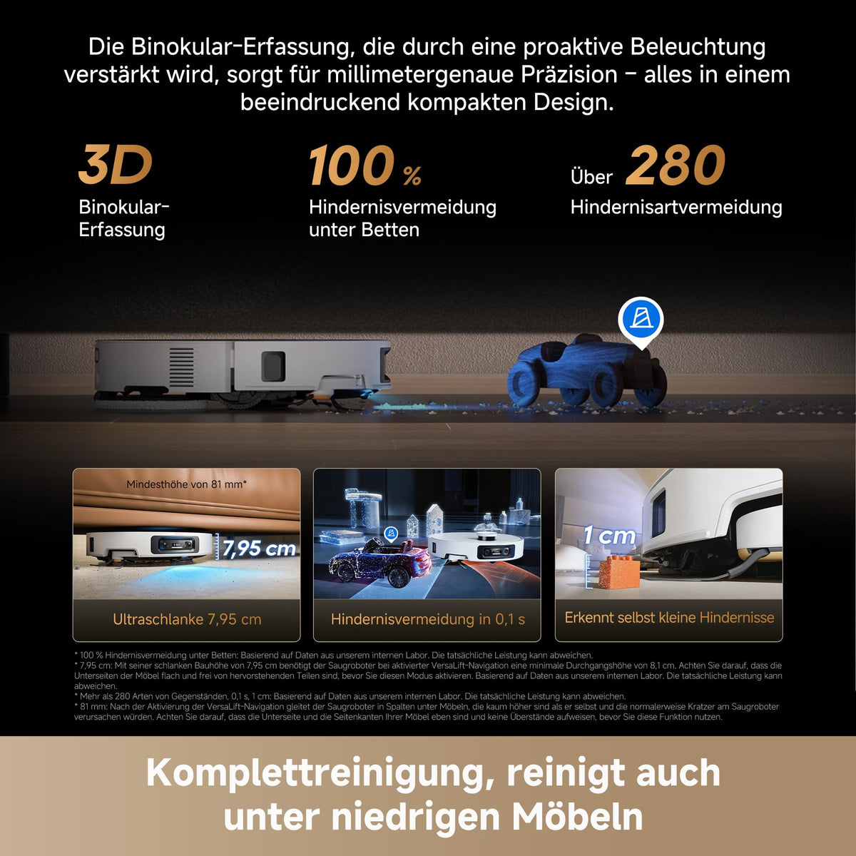 dreame X50s Ultra Saugroboter mit Wischfunktion, Ultradünnem 7,95-cm-Design