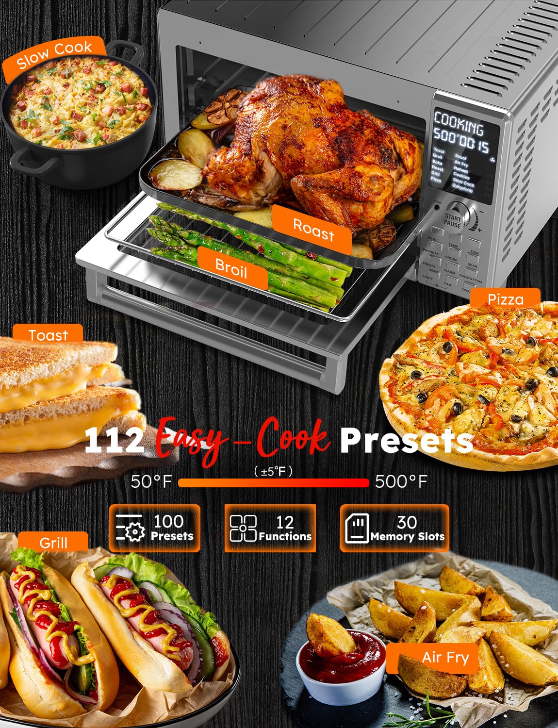 Nuwave Bravo XL Pro Air Freyer Kombigrill Toaster, neues ultraschnelles Konvektionssystem 2024, 35% knuspriger 2x gleichmäßiger, 142 voreingestellt, 50-500F, Sonde mehr