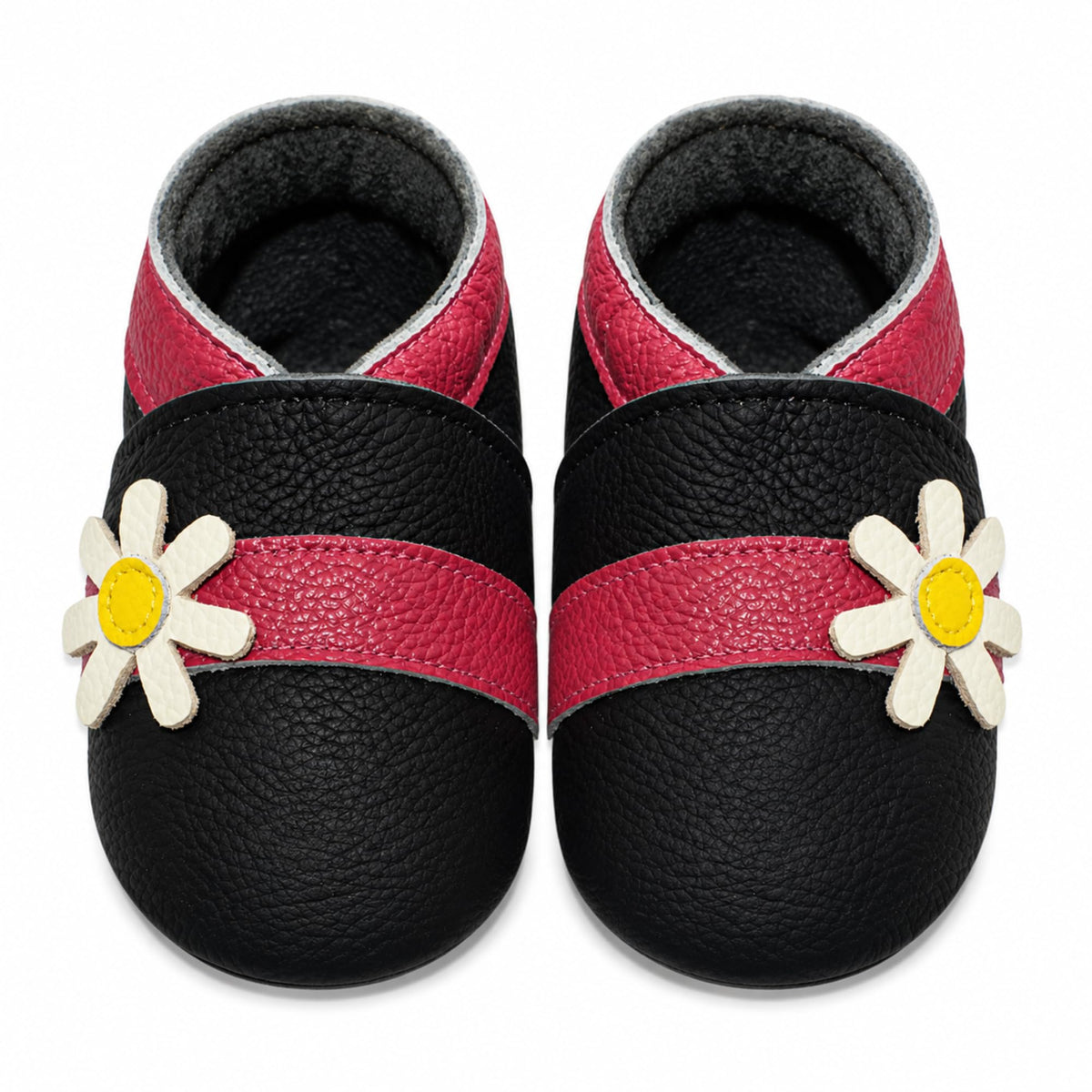 SAYOYO Baby Krabbelschuhe Leder rutschfest 12-18 Monate 21/22 Schwarz Blumen