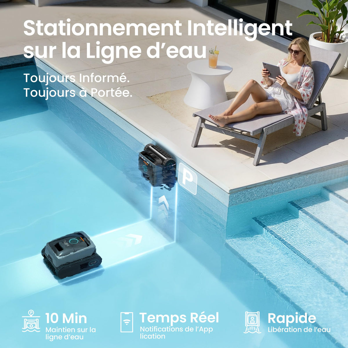 AIPER (2026 Neu) Scuba S3 Poolroboter für Boden, Wand & Wasserlinie, Poolsauger Akku mit Wasserlinien-Parkfunktion, 3-Mikron-Filter, Sensor-Navigation & App-Steuerung, für Einbau- & Aufstellpools