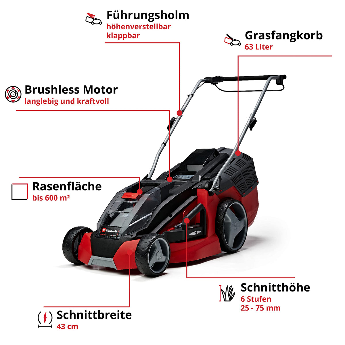 Einhell Akku-Rasenmäher GE-cm 43 Li M Kit