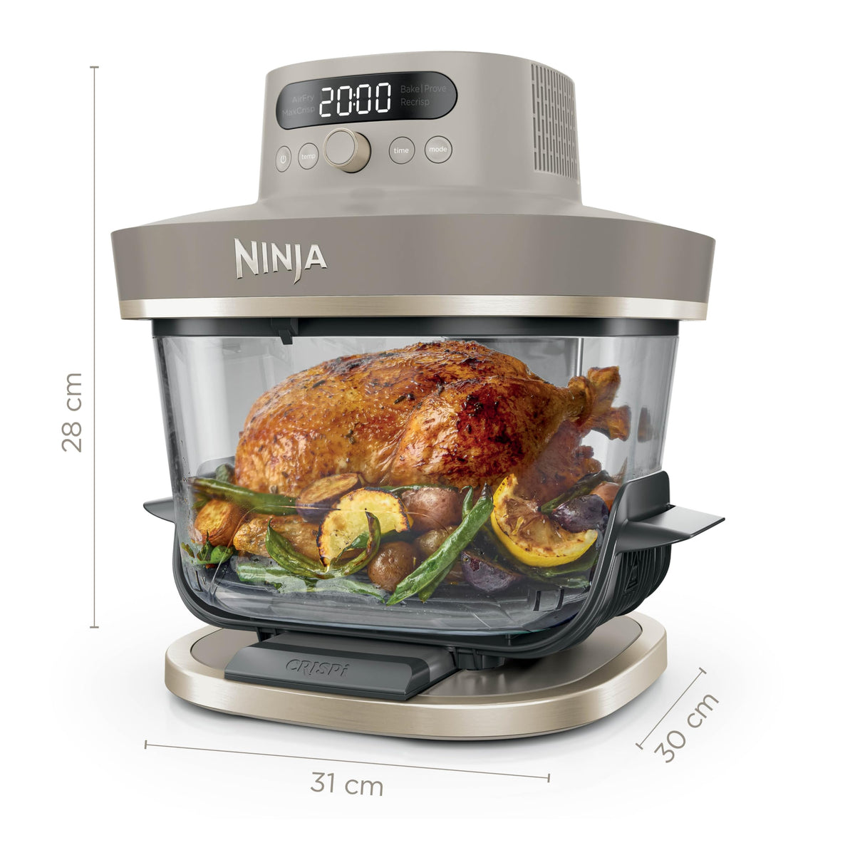 Ninja CRISPi PRO XL Glas-Heißluftfritteuse Air-Fryer, Stone Gold, AS090EUSD