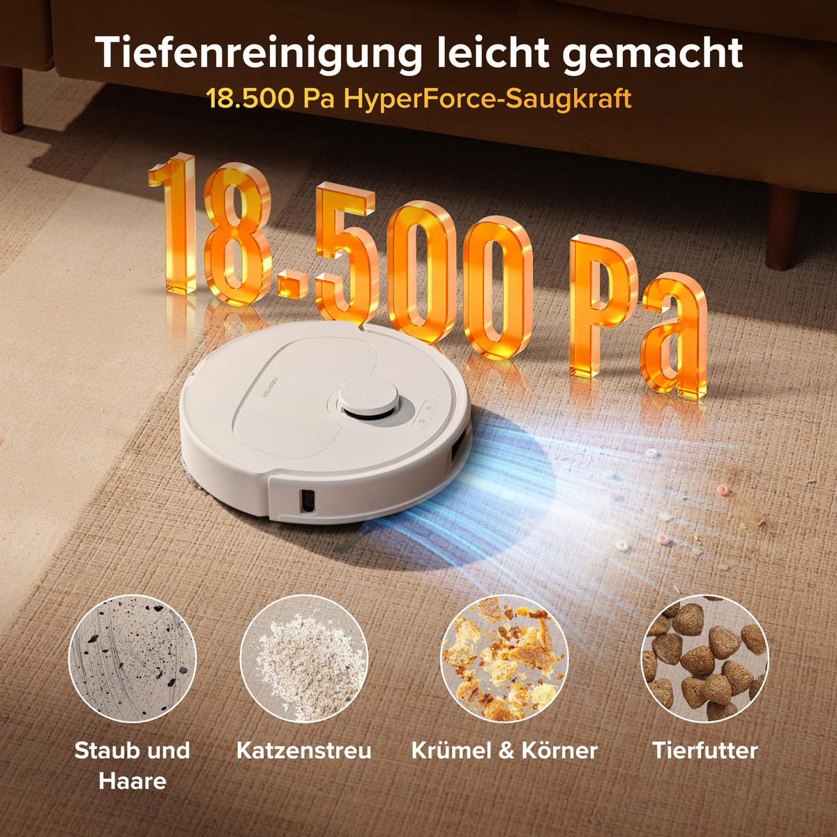 roborock Qrevo S Pro Saugroboter mit Wischfunktion, 18.500 Pa Saugkraft