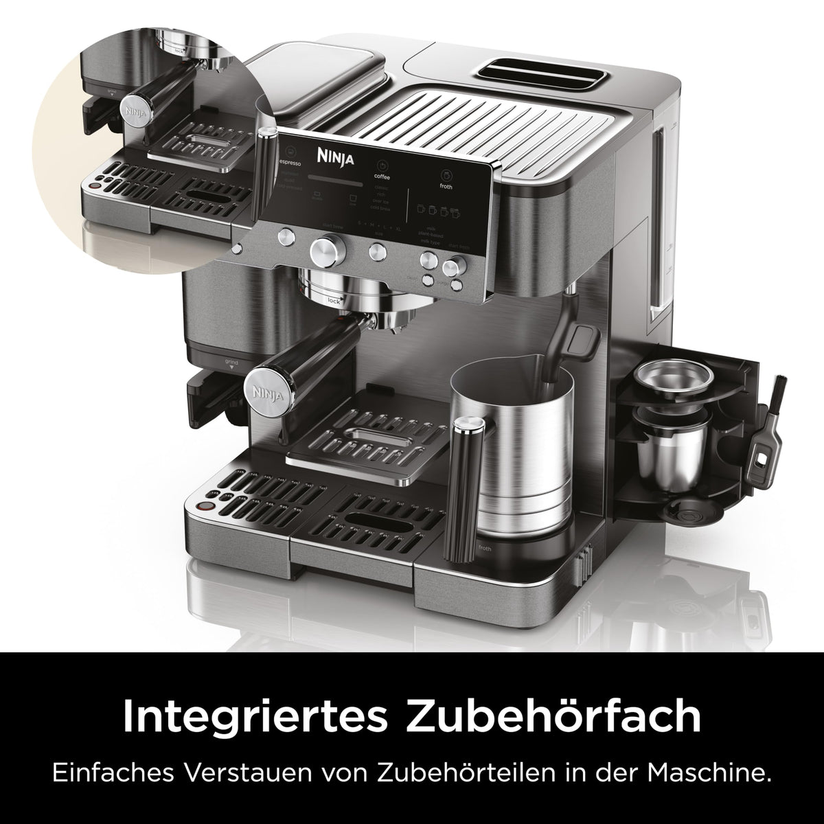 Ninja Luxe Premier 3-in-1 Kaffeemaschine ES601EUGM, Grau-Metall, ES601EUGM