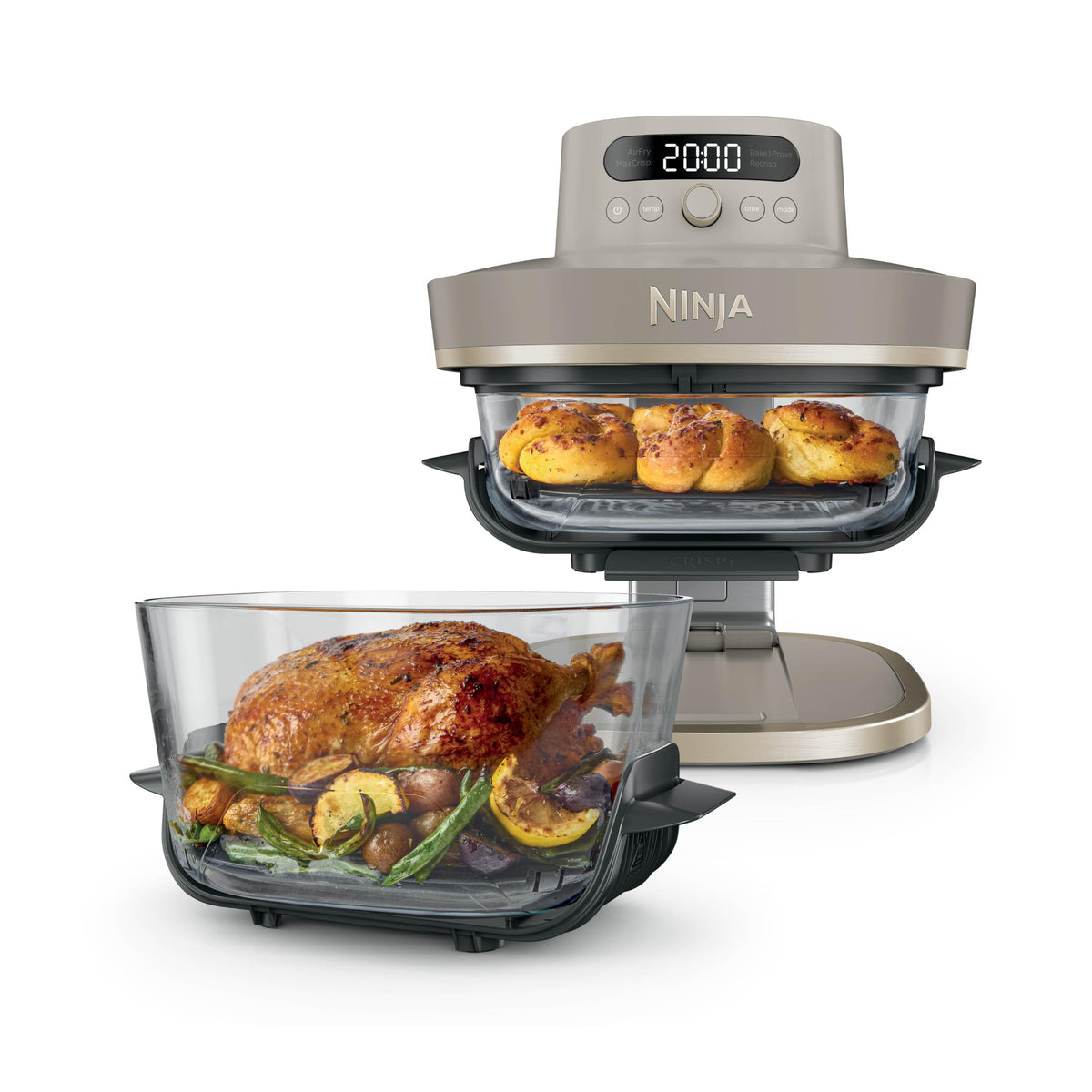 Ninja CRISPi PRO XL Glas-Heißluftfritteuse Air-Fryer, Stone Gold, AS090EUSD