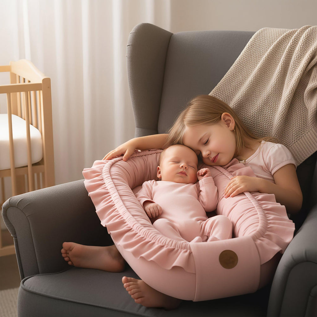 Babynest babynestchen neugeborene 90 x 50 cm baby nestchen tragbar nest für bett kinder kuschelnest coccon für jungen und mädchen schmutziges rosa