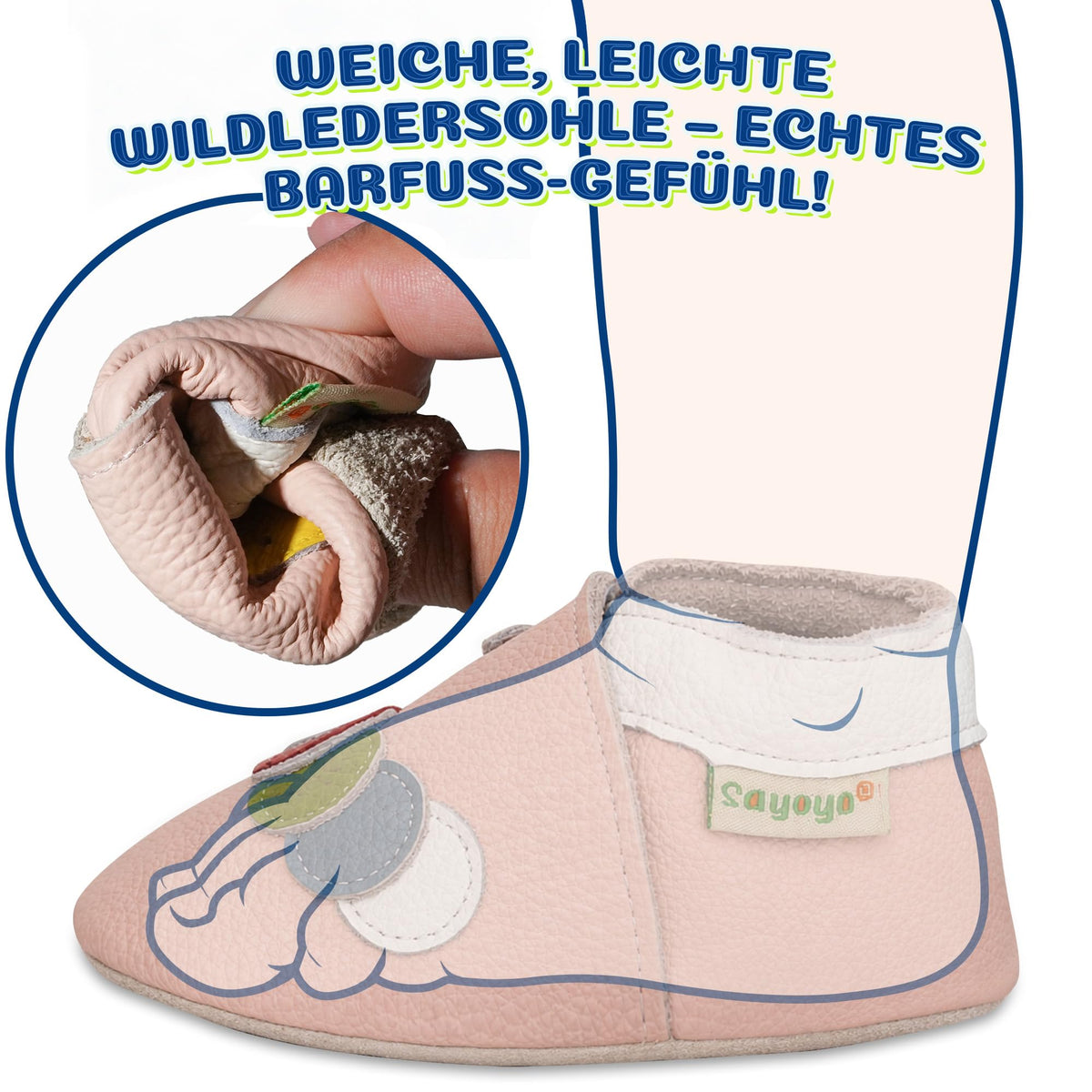 SAYOYO Weiche Leder Krabbelschuhe Baby Lauflernschuhe Jungen rutschfeste Babyhausschuhe Mädchen Kleinkind Lederschuhe, 12-18 Monate, Rosa Caterpillar