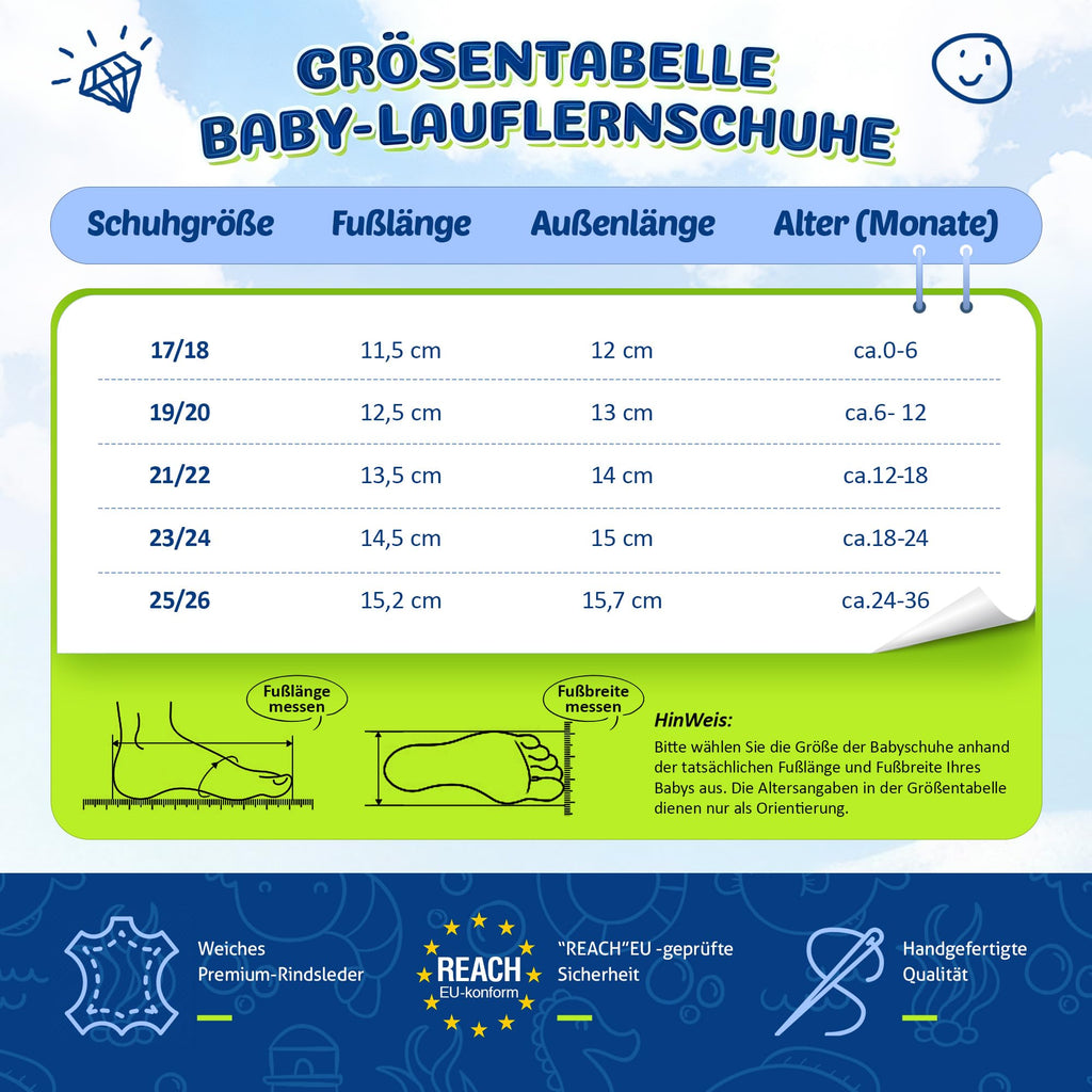 SAYOYO Baby Krabbelschuhe Leder rutschfest 12-18 Monate 21/22 Beige Dinosauri