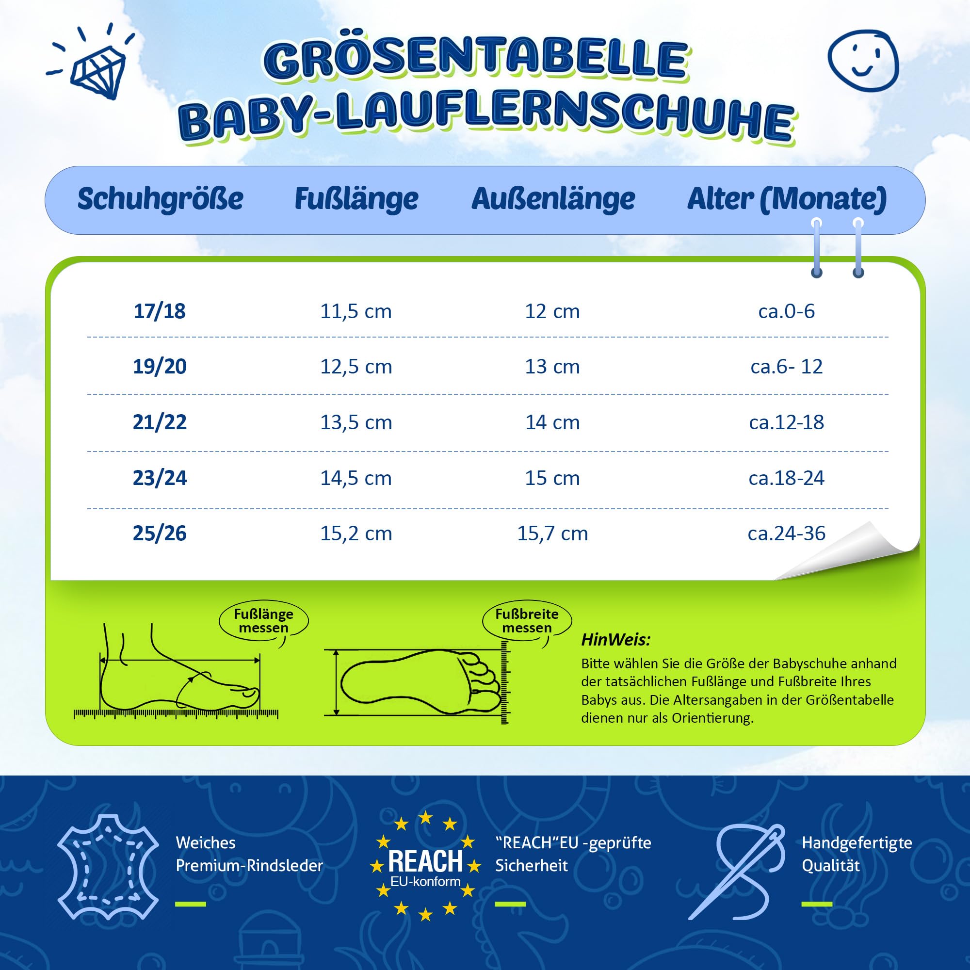 SAYOYO Baby Krabbelschuhe Leder rutschfest 12-18 Monate 21/22 Beige Dinosauri
