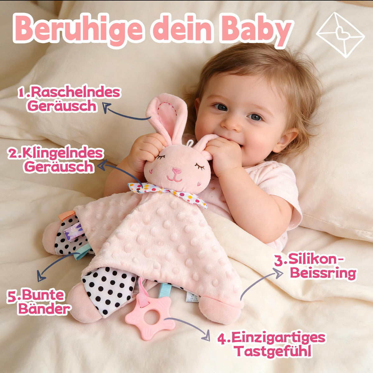 Baby Geschenk, Geschenkkorb zur Geburt für Mädchen & Jungen, Rosa