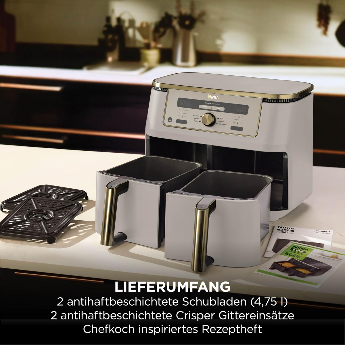 Ninja Dual Zone Digital Air Fryer, 2 Schubladen, 6-in-1, Heißluftfritteuse