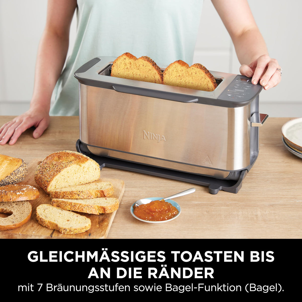 Ninja Foodi 3-in-1 Toaster, Elektrogrill mit Deckel, Edelstahl, ST202EU
