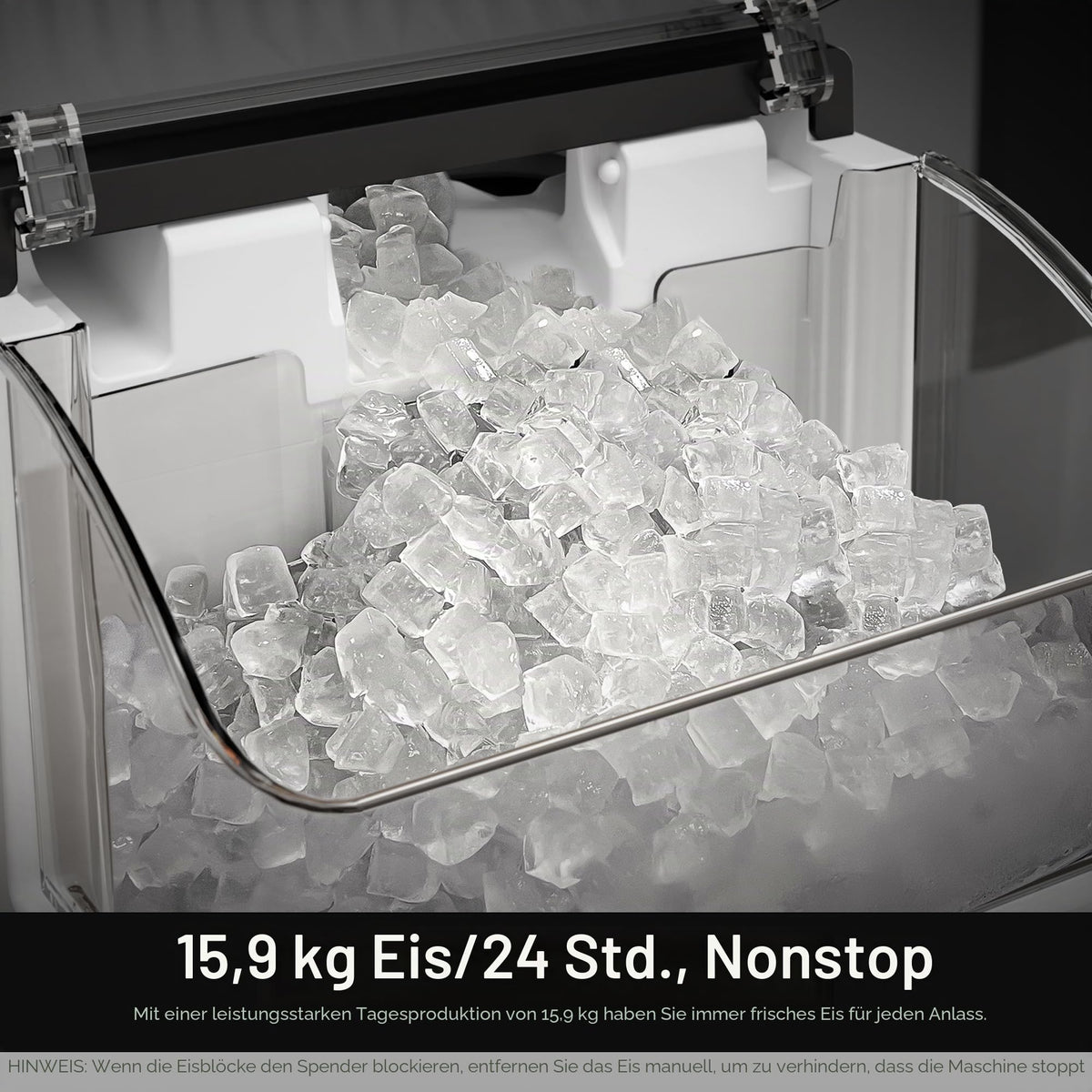 Kismile Nugget Eiswürfelbereiter, tragbare Eismaschine mit zerkleinertem Eis, 15,9 kg/Tag, selbstreinigend, Ein-Klick-Bedienung für den Heimgebrauch (Silber)