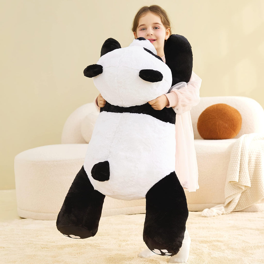 IKASA Groß Panda Kuscheltier Riesen Stofftier,Gross Plüschtier Riesige Plüsch Spielzeug 78cm Flauschige Jumbo Plüschtiere, Weich XXL XL Stofftiere Süße,Geschenk für Kinder (Schwarz, 78cm)
