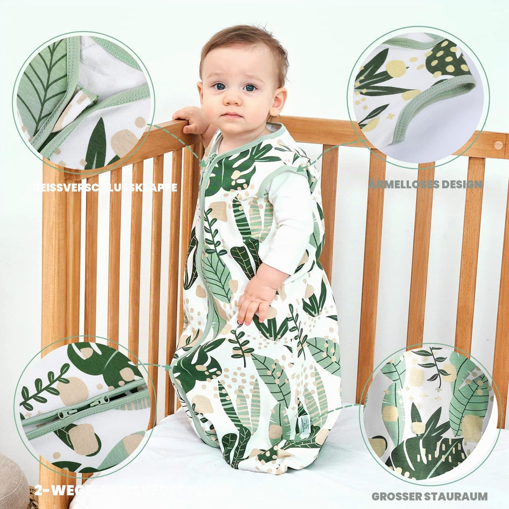 Yoofoss Schlafsack Baby Sommer 0.5 Tog - 2er Pack 67cm/0-6 Monate 100% Baumwolle Sommerschlafsack Babyschlafsack für Jungen Mädchen Neugeborene