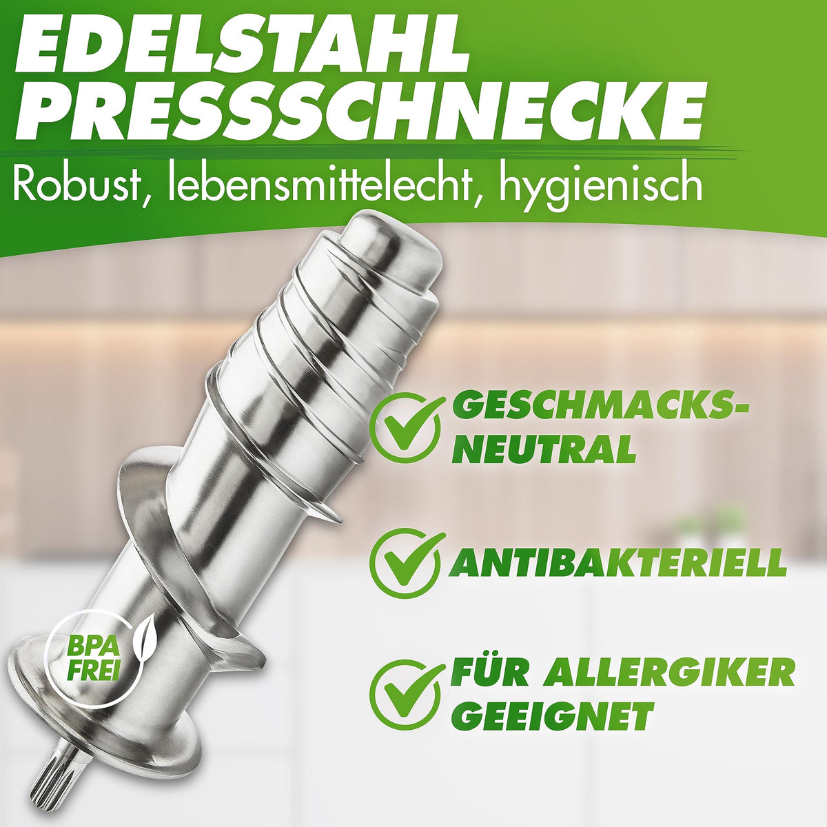 Nutrilovers Slow Juicer GREEN-PRESS EDELSTAHL Schnecke DEUTSCHE MARKE Ganze Früchte entsaften Sellerie Gemüse und Obst Entsafter Testsieger Allrounder Saftpresse elektrisch