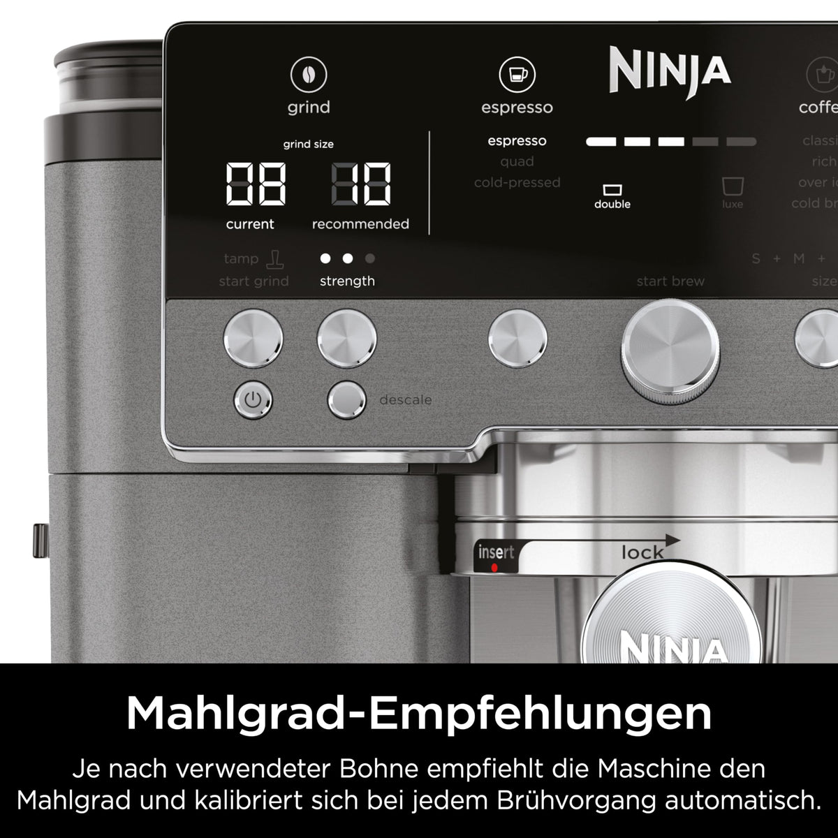 Ninja Luxe Premier 3-in-1 Kaffeemaschine ES601EUGM, Grau-Metall, ES601EUGM