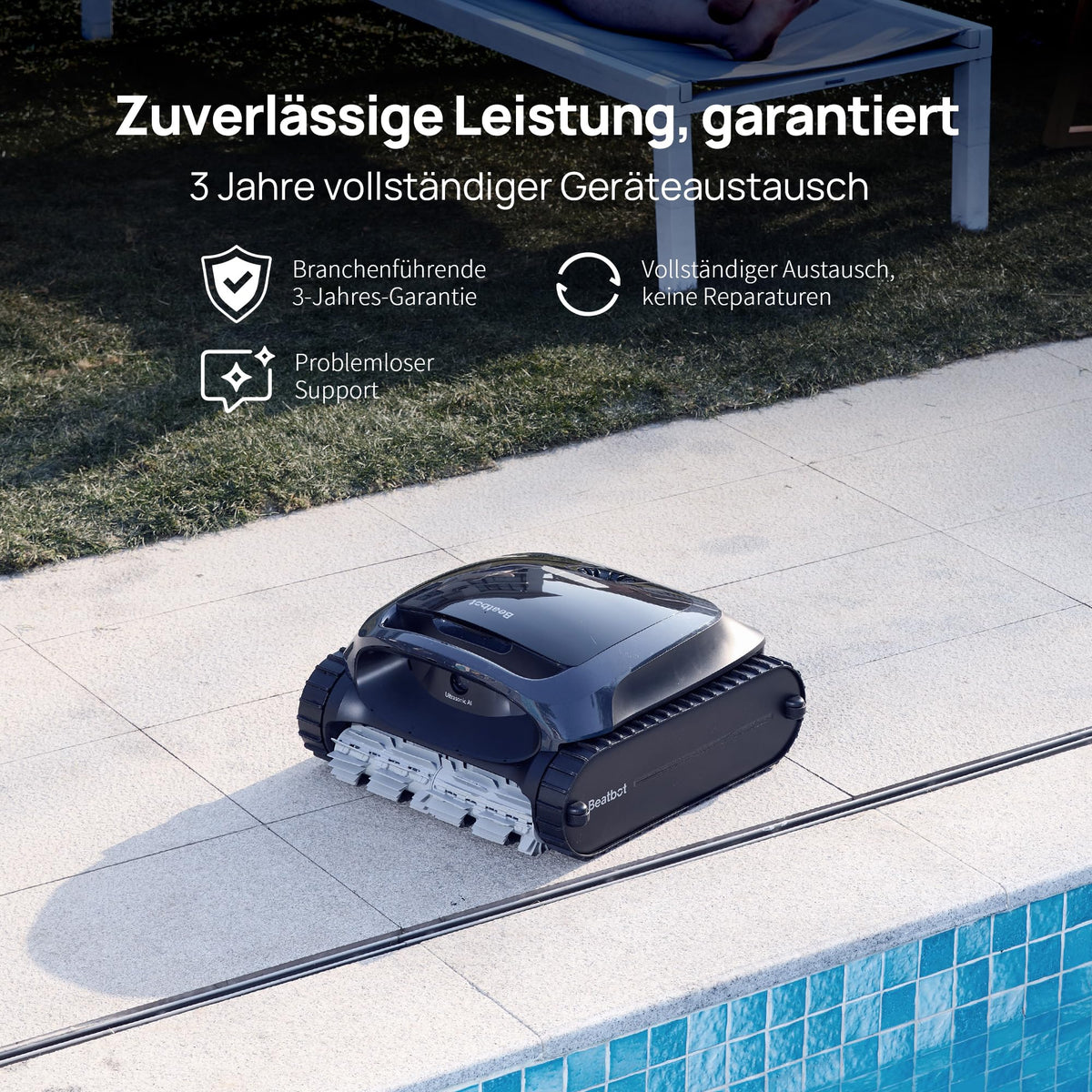 Beatbot AquaSense 2 Poolroboter, Oberflächen-Parkfunktion, Fenstergrau