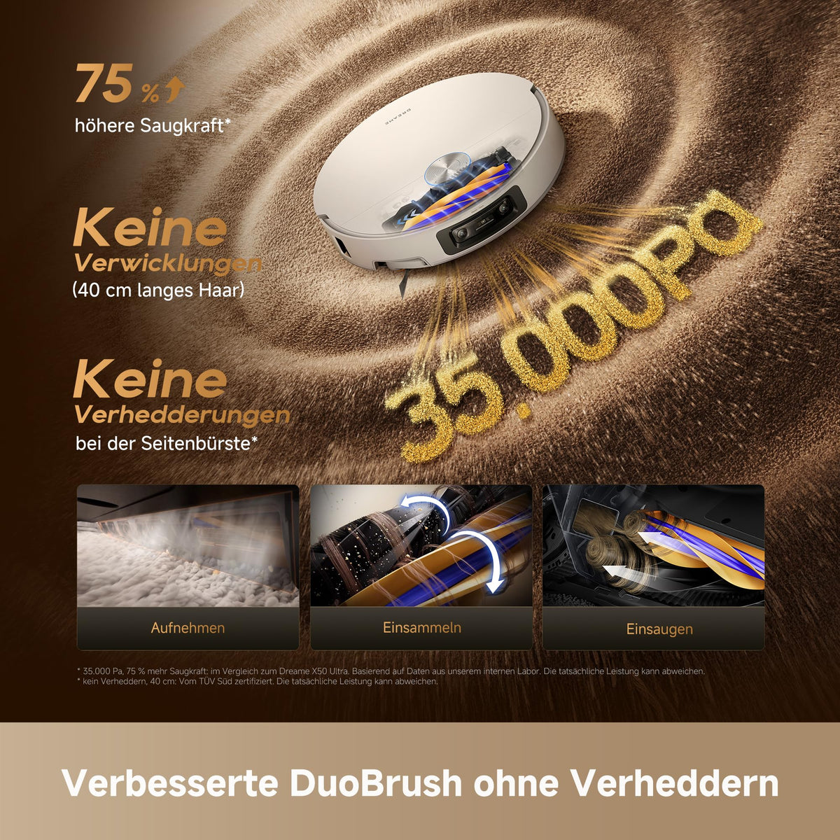 dreame X50s Ultra Saugroboter mit Wischfunktion, Ultradünnem 7,95-cm-Design