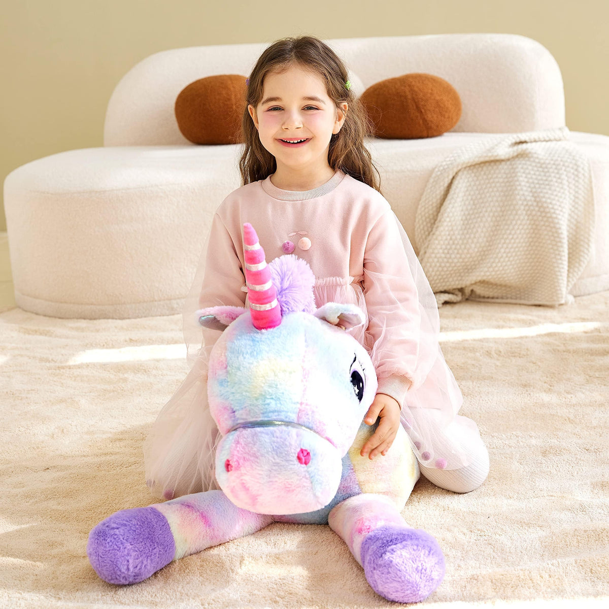 IKASA XXL Einhorn Kuscheltier Groß,110cm Riesen Plüschtier