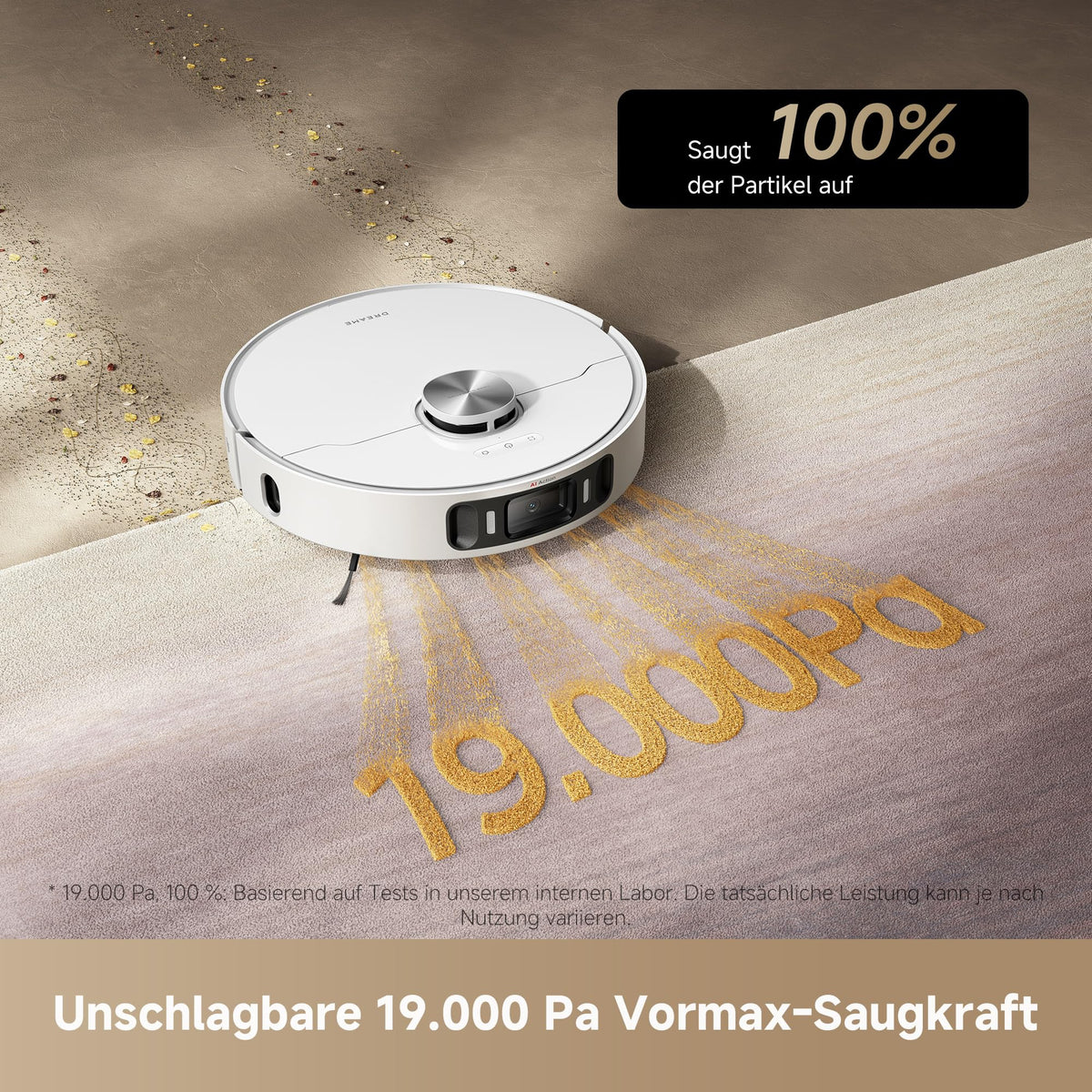dreame L40 Ultra AE Saugroboter mit Wischfunktion, 19.000 Pa Saugkraft, viele Bürsten und EIN Flexibler Wischmopp, nassen und trockenen Schmutz,Das All-in-1-Dock entleert Staub