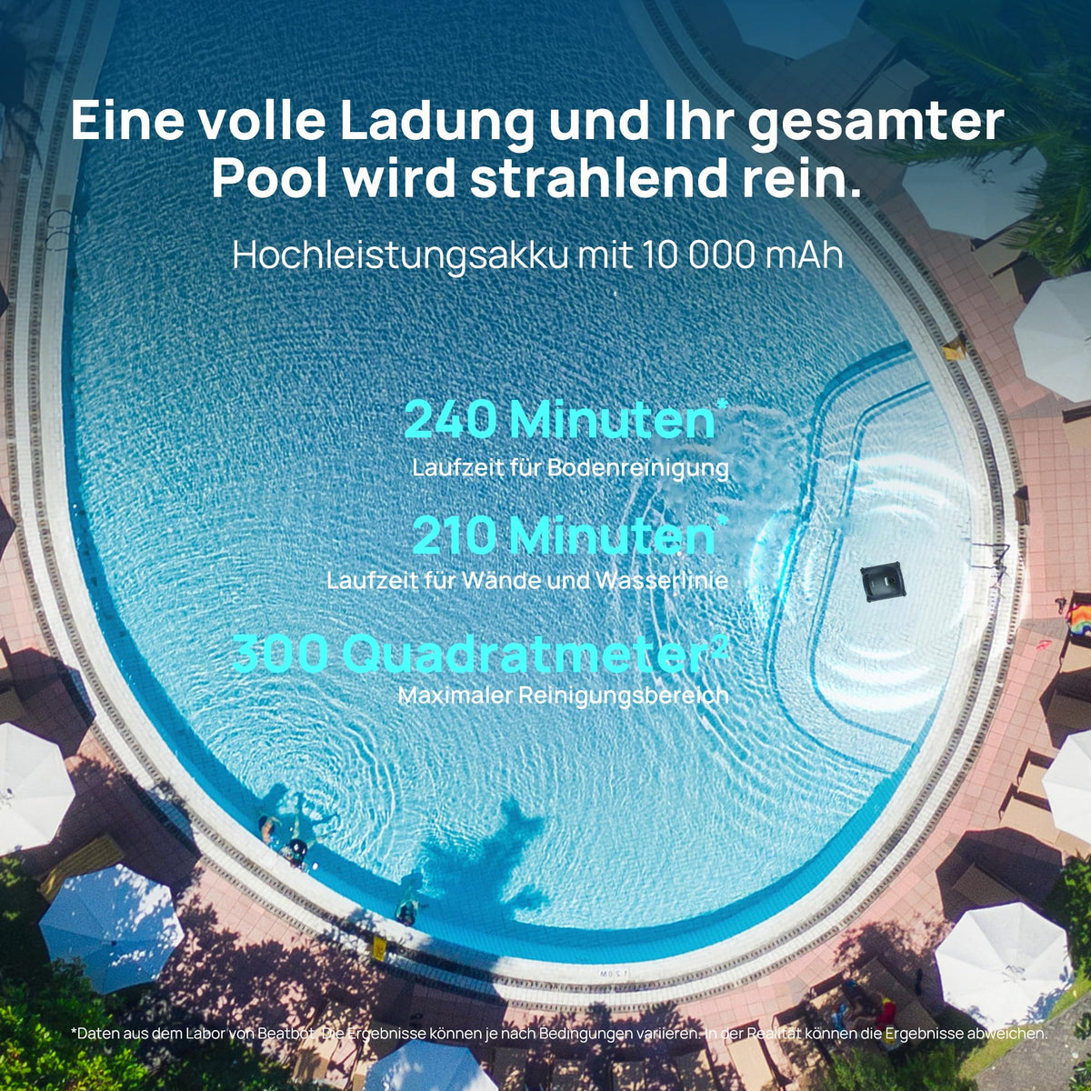 Beatbot AquaSense 2 Poolroboter, Oberflächen-Parkfunktion, Fenstergrau