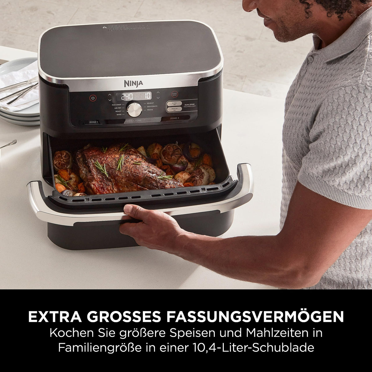 Ninja Foodi FlexDrawer Dual Zone Heißluftfritteuse, Schwarz AF500EU