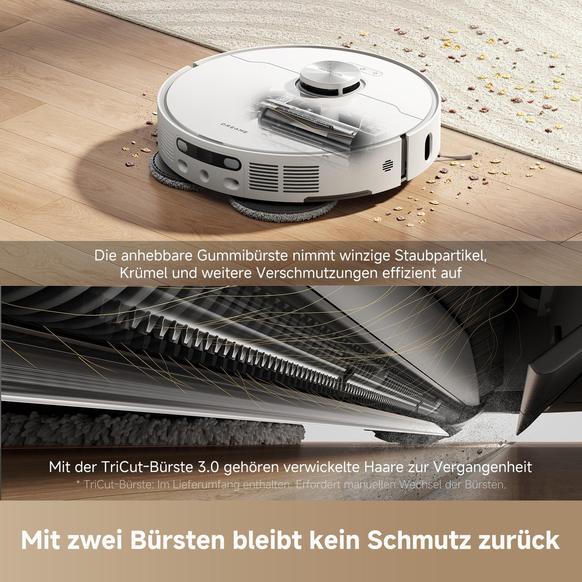 dreame L40 Ultra AE Saugroboter mit Wischfunktion, 19.000 Pa Saugkraft, viele Bürsten und EIN Flexibler Wischmopp, nassen und trockenen Schmutz,Das All-in-1-Dock entleert Staub